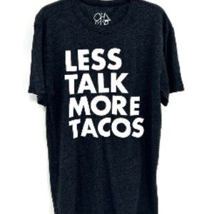 - CHASER  T Shirt Men Dark Gray White Less Talk More Tacos